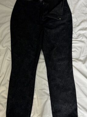 NYDJ Ami Skinny Blue and Gray Paisley Pants